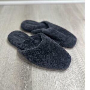Vince Callum Shealing Slippers Womens 9 Charcoal Gray Fuzzy Sherpa‎ Mule Slide
